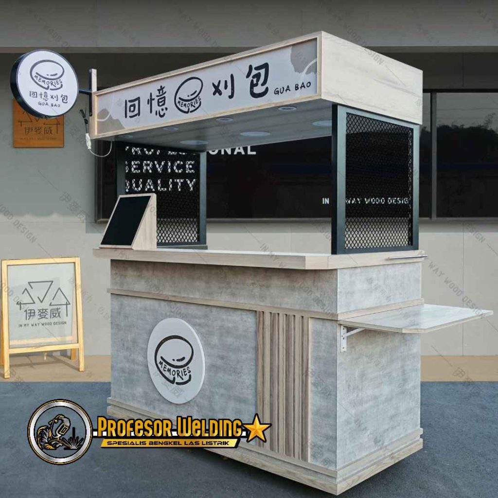 Gerobak unik kayu Bekasi desain minimalis modern